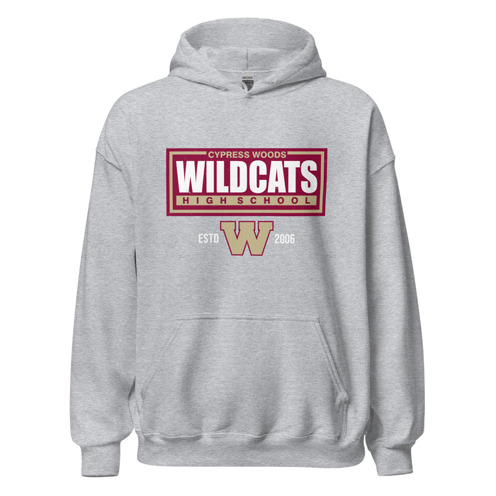 Cypress Woods High School Wildcats Heather Grey Classic Unisex Hoodie 049