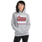 Woman wearing Cypress Woods High School Wildcats Heather Grey Classic Unisex Hoodie 231