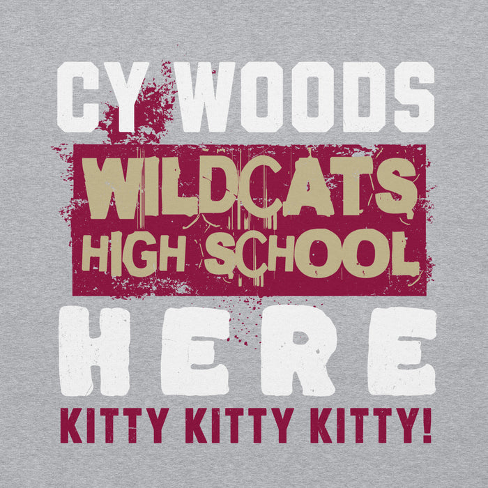 Close-up view of Cypress Woods High School Wildcats Heather Grey Classic Unisex Hoodie 231
