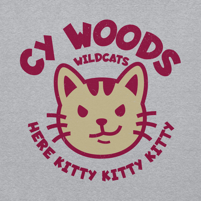 Close-up view of Cypress Woods High School Wildcats Heather Grey Classic Unisex Hoodie 228