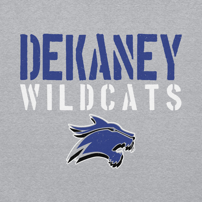 Close-up view of Dekaney High School Wildcats Heather Grey Classic Unisex Hoodie 017