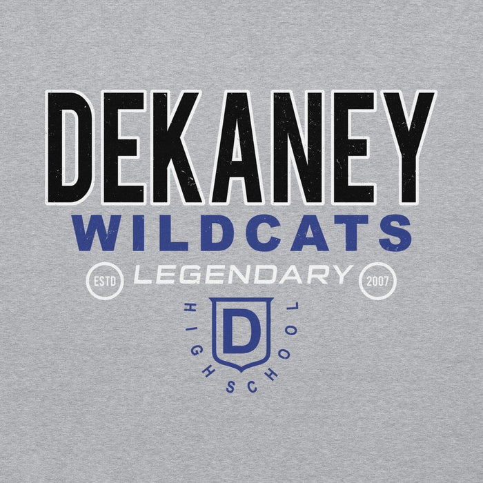 Close-up view of Dekaney High School Wildcats Heather Grey Classic Unisex Hoodie 003