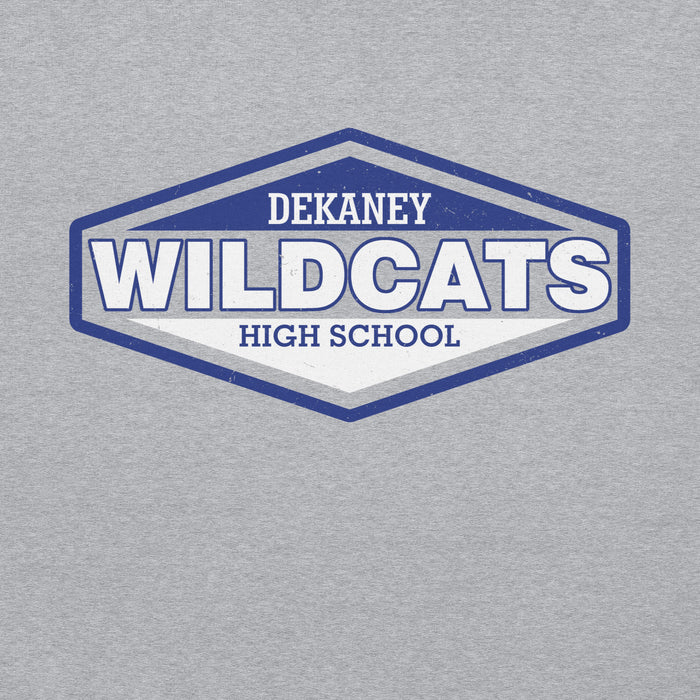Close-up view of Dekaney High School Wildcats Heather Grey Classic Unisex Hoodie 009