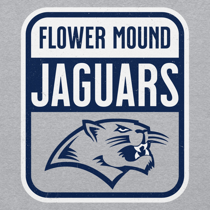 Close-up view of Flower Mound High School Jaguars Sport Grey Classic Unisex Hoodie 001