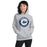 Woman wearing Flower Mound High School Jaguars Sport Grey Classic Unisex Hoodie 216