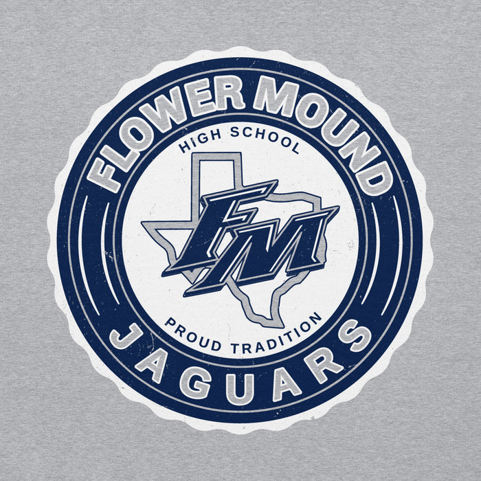 Close-up view of Flower Mound High School Jaguars Sport Grey Classic Unisex Hoodie 216