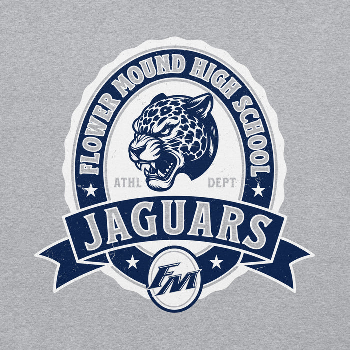 Close-up view of Flower Mound High School Jaguars Sport Grey Classic Unisex Hoodie 212