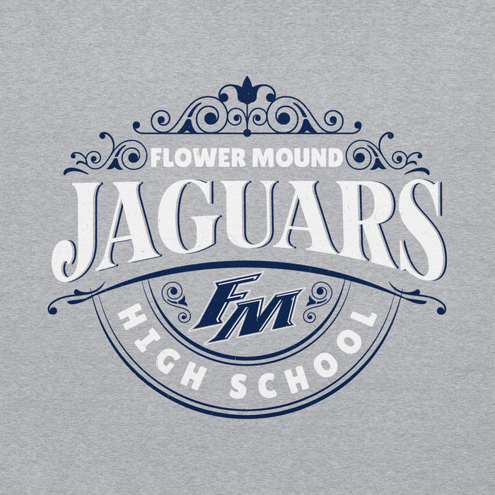 Close-up view of Flower Mound High School Jaguars Sport Grey Classic Unisex Hoodie 211