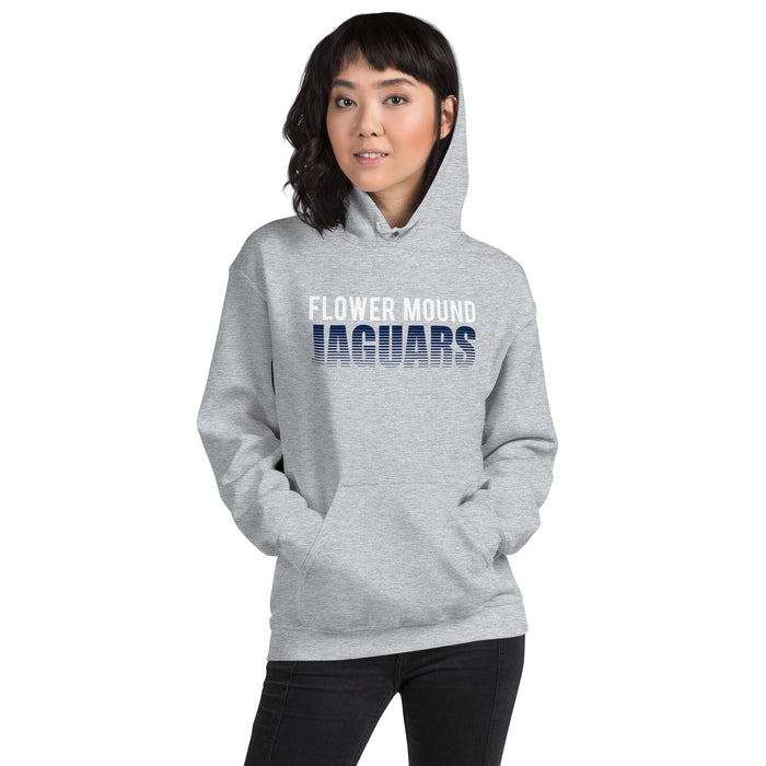 Woman wearing Flower Mound High School Jaguars Sport Grey Classic Unisex Hoodie 024