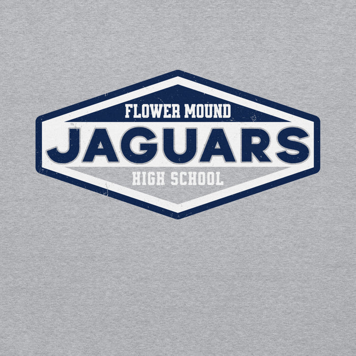 Close-up view of Flower Mound High School Jaguars Sport Grey Classic Unisex Hoodie 009