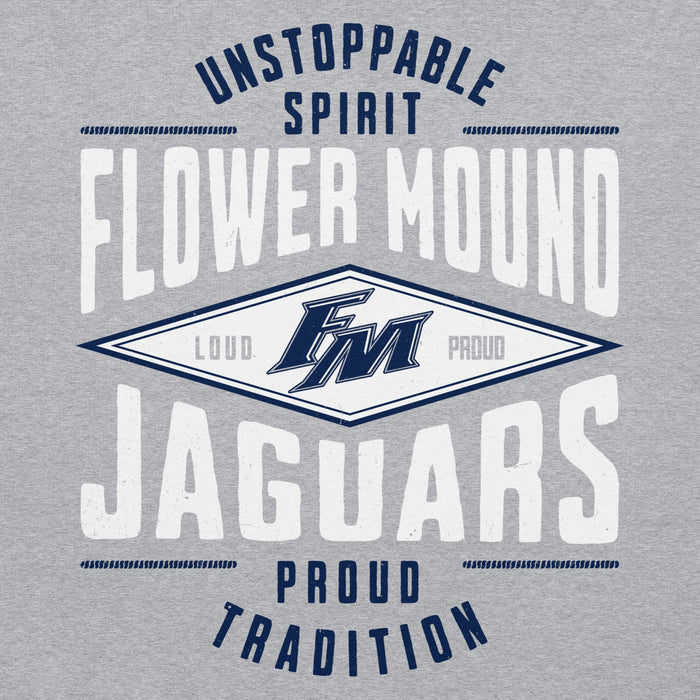 Close-up view of Flower Mound High School Jaguars Sport Grey Classic Unisex Hoodie 210