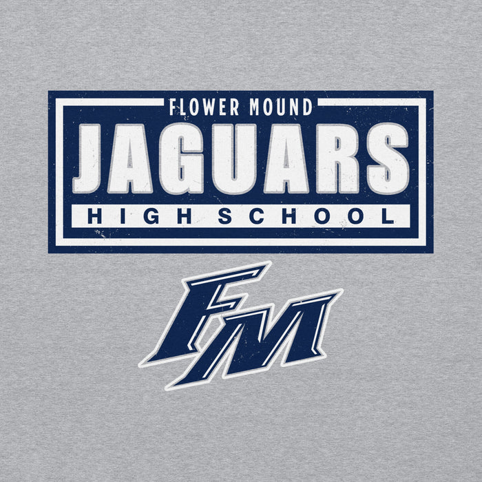 Close-up view of Flower Mound High School Jaguars Sport Grey Classic Unisex Hoodie 049