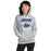 Woman wearing Flower Mound High School Jaguars Sport Grey Classic Unisex Hoodie 204