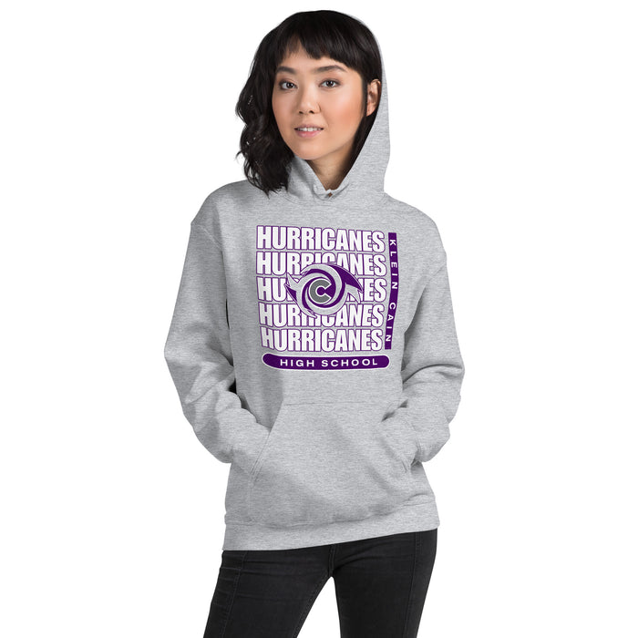 Woman wearing Klein Cain High School Hurricanes Sport Grey Classic Unisex Hoodie 235
