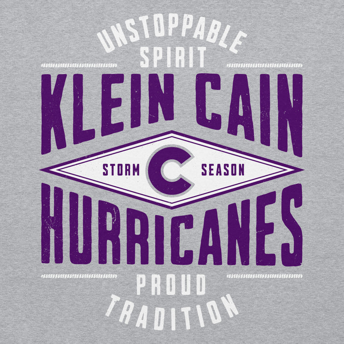 Close-up view of Klein Cain High School Hurricanes Sport Grey Classic Unisex Hoodie 210