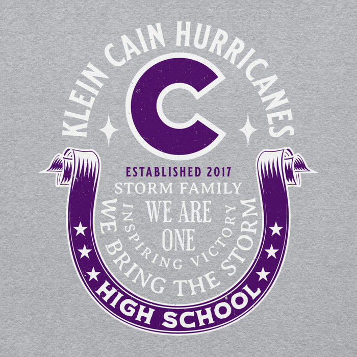 Close-up view of Klein Cain High School Hurricanes Sport Grey Classic Unisex Hoodie 229