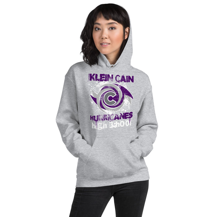 Woman wearing Klein Cain High School Hurricanes Sport Grey Classic Unisex Hoodie 205