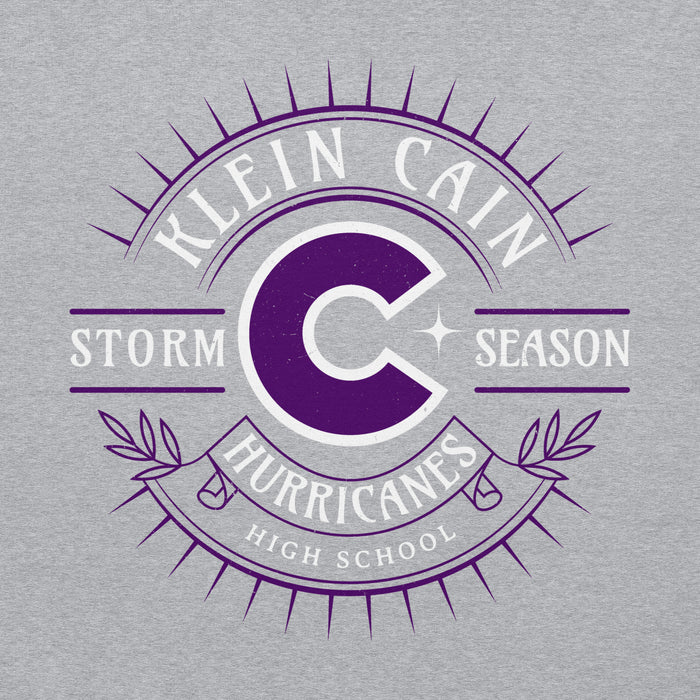 Close-up view of Klein Cain High School Hurricanes Sport Grey Classic Unisex Hoodie 201