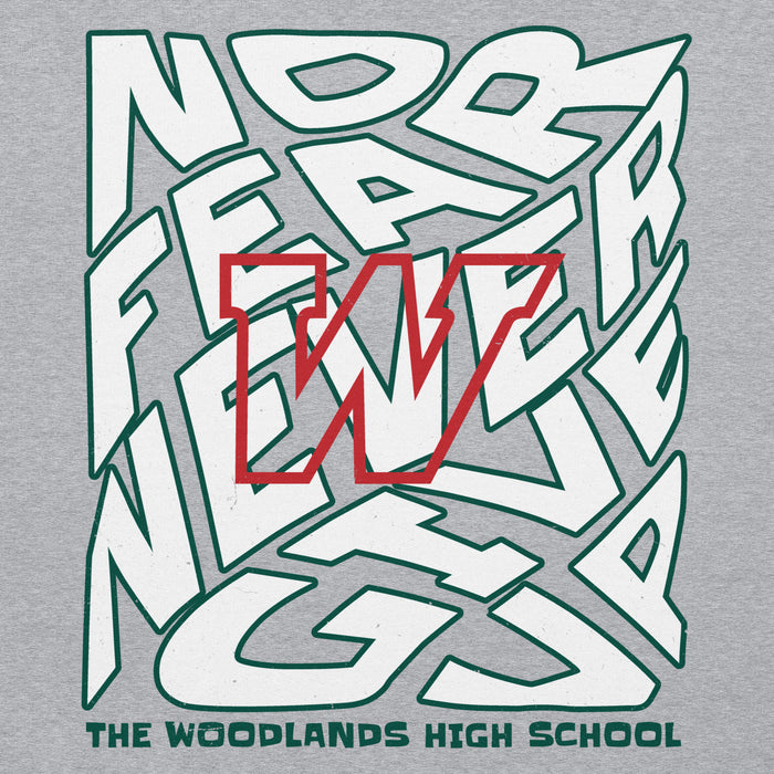 Close-up view of The Woodlands High School Highlanders Sport Grey Classic Unisex Hoodie 236