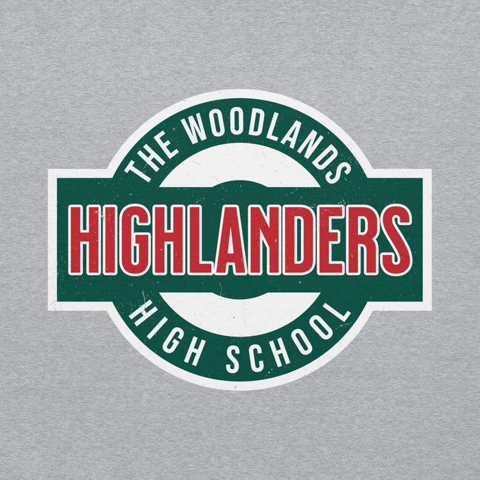 Close-up view of The Woodlands High School Highlanders Sport Grey Classic Unisex Hoodie 011