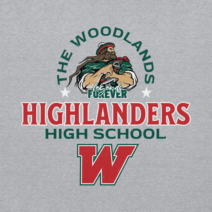 Close-up view of The Woodlands High School Highlanders Sport Grey Classic Unisex Hoodie 222