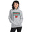 Woman wearing The Woodlands High School Highlanders Sport Grey Classic Unisex Hoodie 049