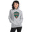 Woman wearing The Woodlands High School Highlanders Sport Grey Classic Unisex Hoodie 225