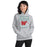 Woman wearing The Woodlands High School Highlanders Sport Grey Classic Unisex Hoodie 230