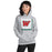 Woman wearing The Woodlands High School Highlanders Sport Grey Classic Unisex Hoodie 235