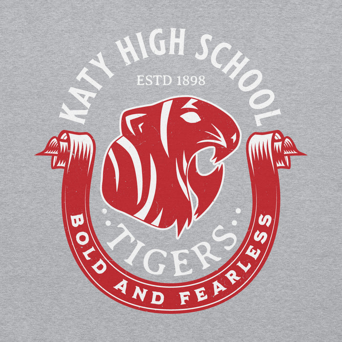 Close-up view of Katy High School Tigers Sport Grey Classic Unisex Hoodie 229