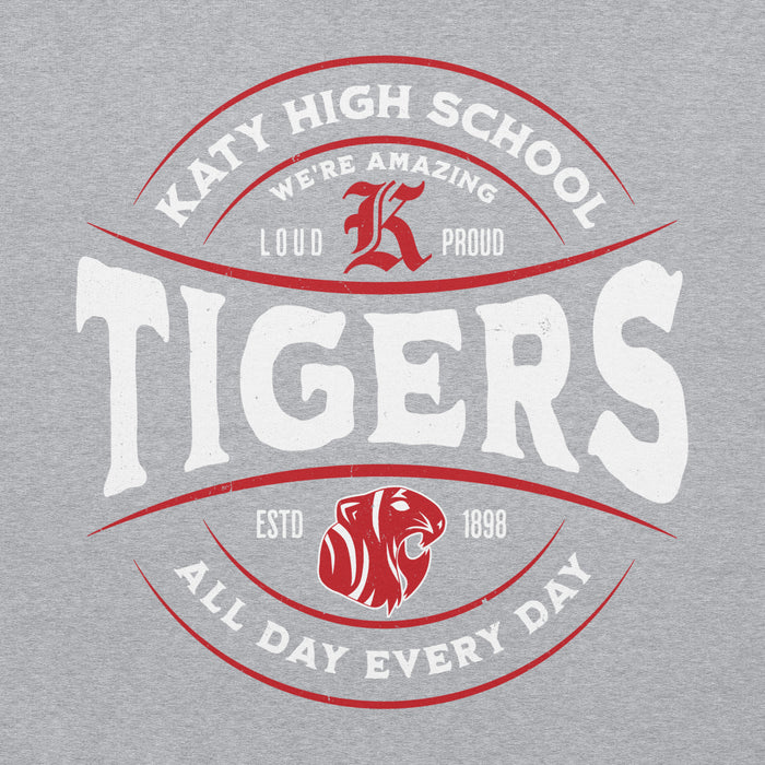 Close-up view of Katy High School Tigers Sport Grey Classic Unisex Hoodie 218