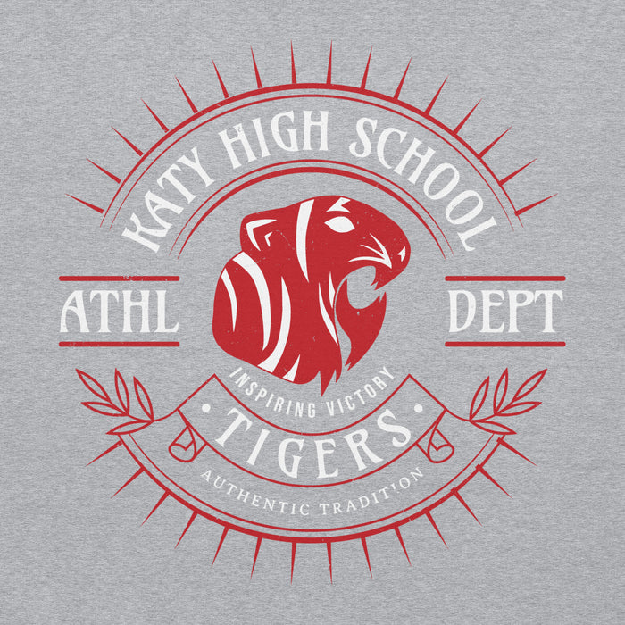Close-up view of Katy High School Tigers Sport Grey Classic Unisex Hoodie 201
