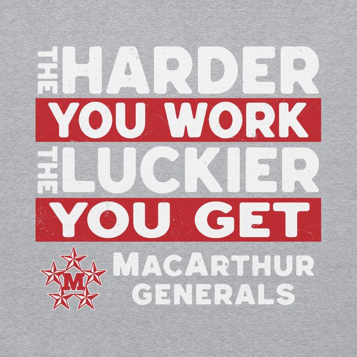 Close-up view of MacArthur High School Generals Grey Classic Unisex Hoodie 238