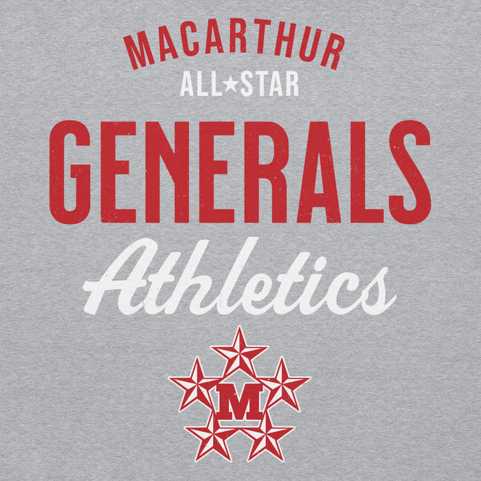 Close-up view of MacArthur High School Generals Grey Classic Unisex Hoodie 034