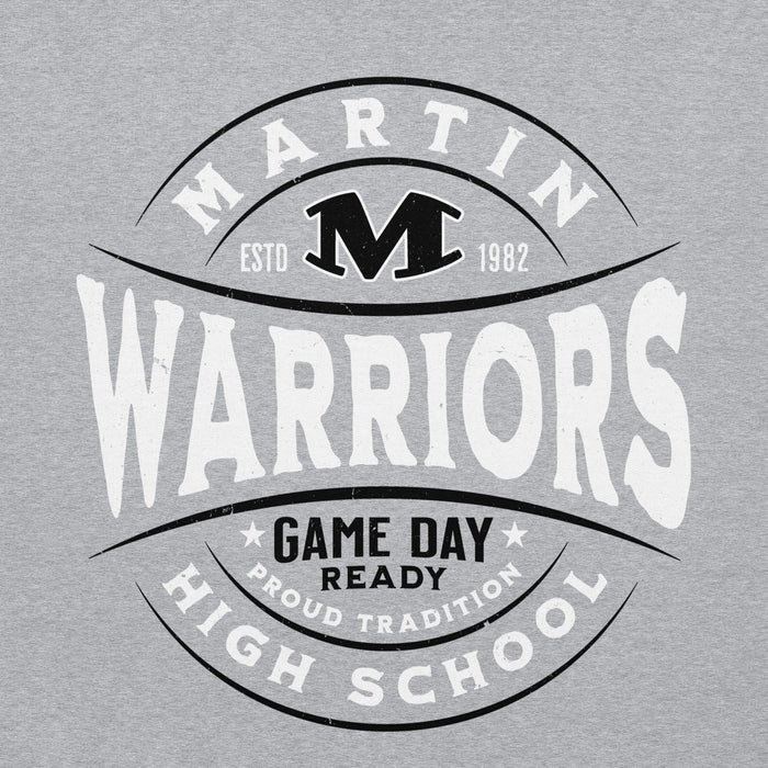 Close-up view of Martin High School Warriors Grey Classic Unisex Hoodie 218