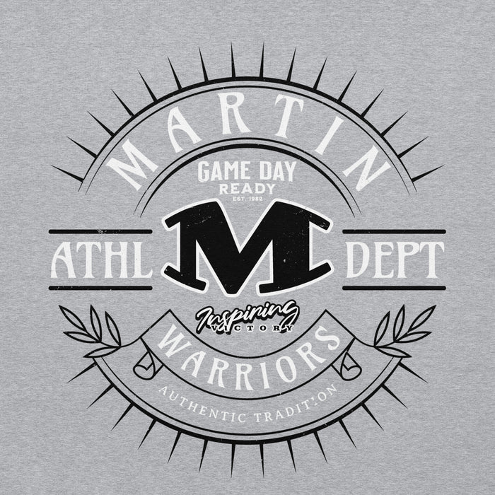 Close-up view of Martin High School Warriors Grey Classic Unisex Hoodie 201