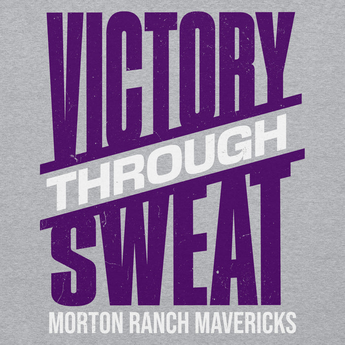 Close-up view of Morton Ranch High School Mavericks Grey Classic Unisex Hoodie 241