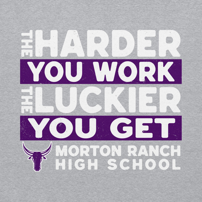 Close-up view of Morton Ranch High School Mavericks Grey Classic Unisex Hoodie 238