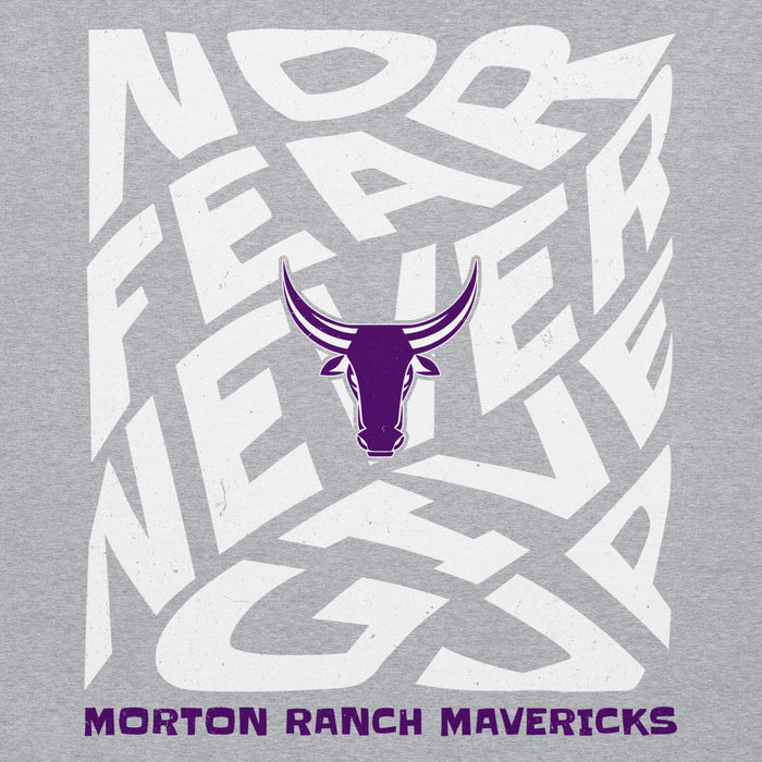 Close-up view of Morton Ranch High School Mavericks Grey Classic Unisex Hoodie 236