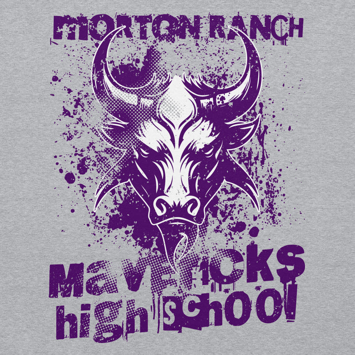 Close-up view of Morton Ranch High School Mavericks Grey Classic Unisex Hoodie 205