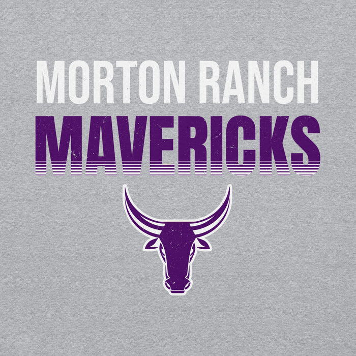 Close-up view of Morton Ranch High School Mavericks Grey Classic Unisex Hoodie 024
