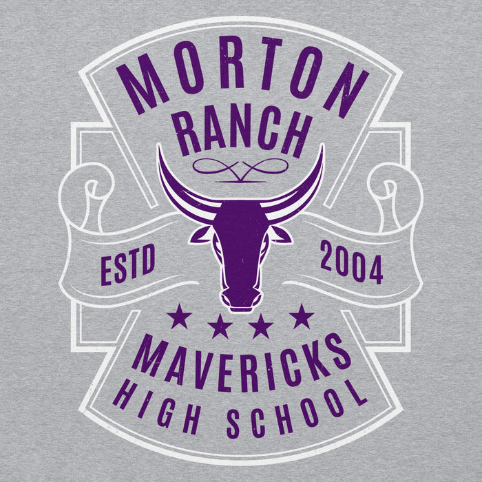 Close-up view of Morton Ranch High School Mavericks Grey Classic Unisex Hoodie 207