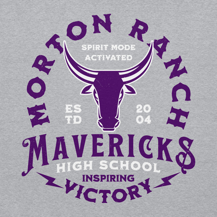 Close-up view of Morton Ranch High School Mavericks Grey Classic Unisex Hoodie 206