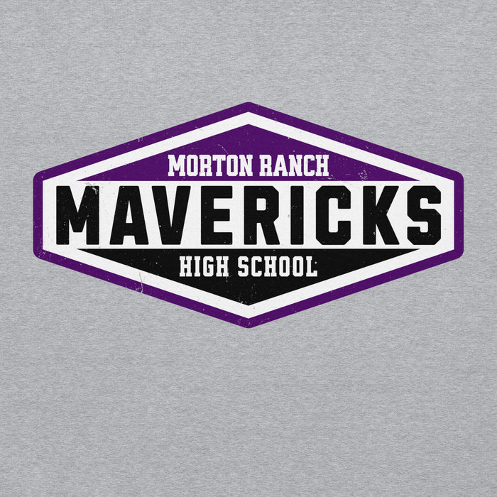 Close-up view of Morton Ranch High School Mavericks Grey Classic Unisex Hoodie 009