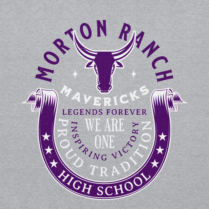 Close-up view of Morton Ranch High School Mavericks Grey Classic Unisex Hoodie 229