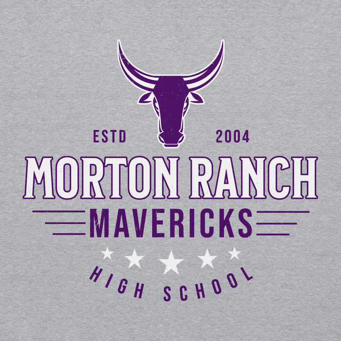 Close-up view of Morton Ranch High School Mavericks Grey Classic Unisex Hoodie 217