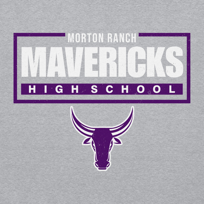 Close-up view of Morton Ranch High School Mavericks Grey Classic Unisex Hoodie 049