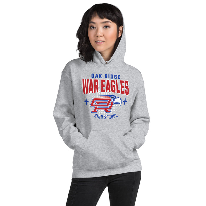 Woman wearing Oak Ridge High School War Eagles Grey Classic Unisex Hoodie 204