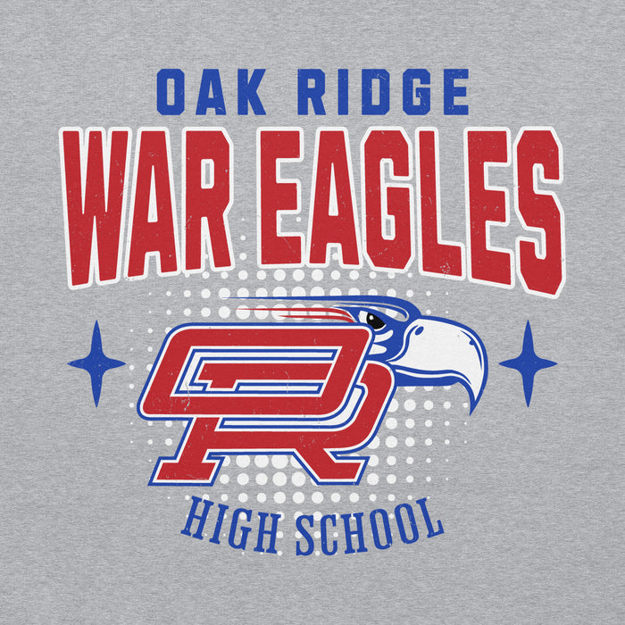 Close-up view of Oak Ridge High School War Eagles Grey Classic Unisex Hoodie 204