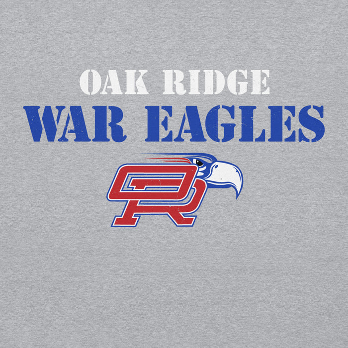 Close-up view of Oak Ridge High School War Eagles Grey Classic Unisex Hoodie 017